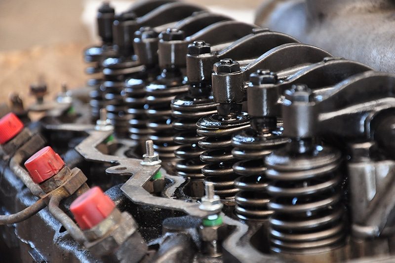 An engine being worked on with the bay open