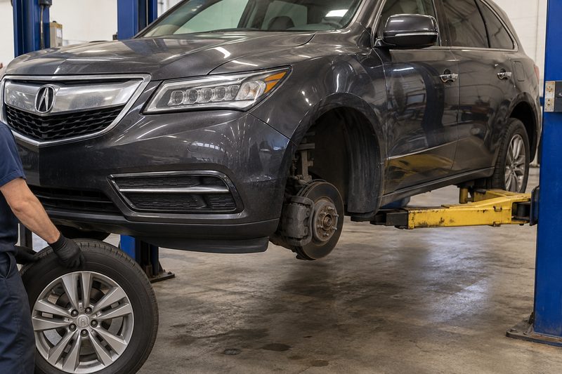 A Acura in the service bay at Dakota Ridge Auto