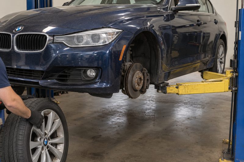 A BMW in the service bay at Dakota Ridge Auto