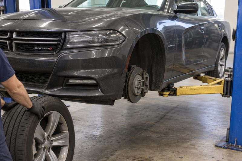 A Dodge in the service bay at Dakota Ridge Auto