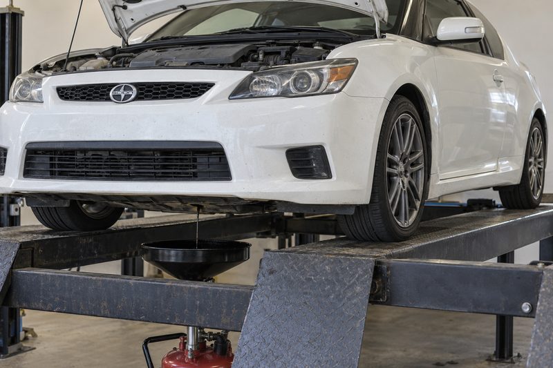 A Scion in the service bay at Dakota Ridge Auto