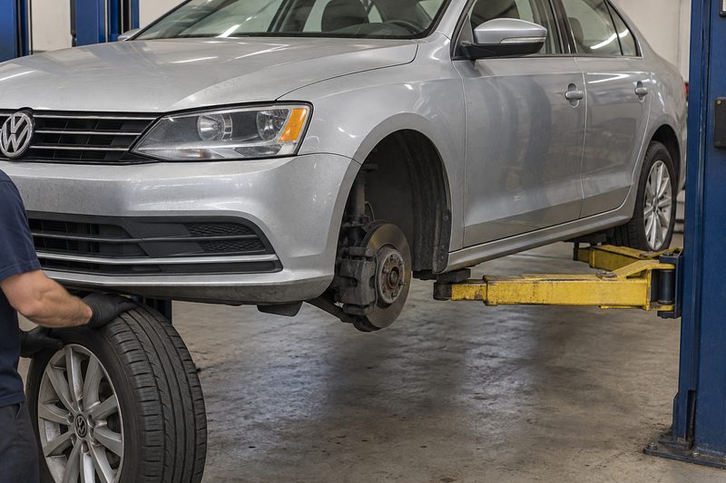 A Volkswagen in the service bay at Dakota Ridge Auto