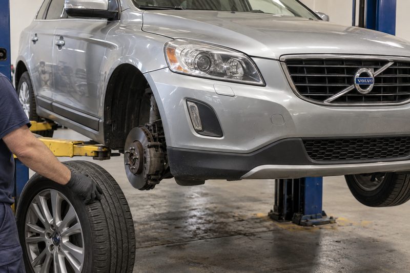 A Volvo in the service bay at Dakota Ridge Auto