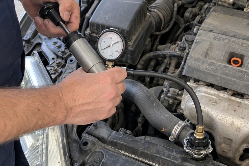 Pressure testing a cooling system at Dakota Ridge Auto