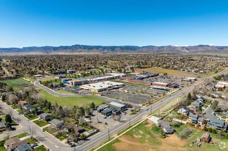 Aerial view of Columbine looking west toward the foothills